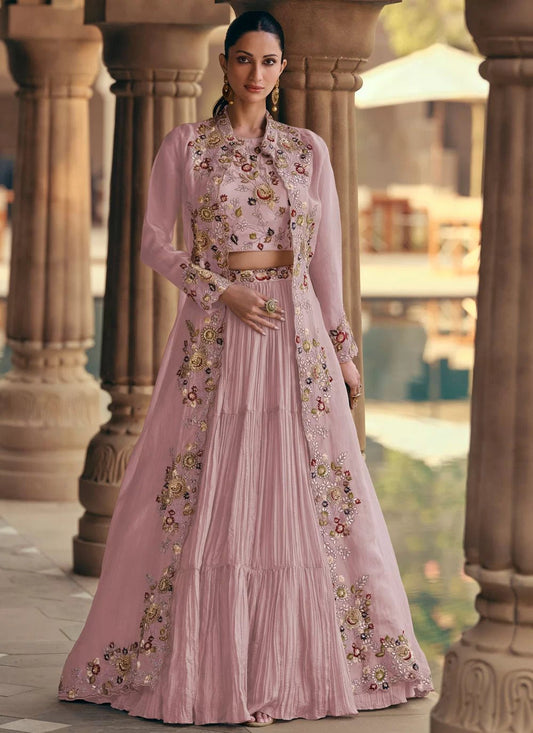 Stunning Baby Pink Floral SMJ - Indian Dress House 786