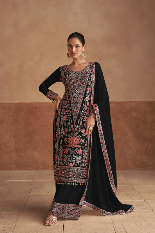 Stunning Black Floral GKSJ - Indian Dress House 786
