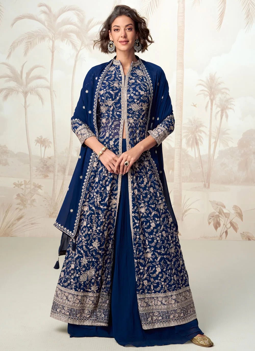 Stunning Blue Floral ASV - Indian Dress House 786