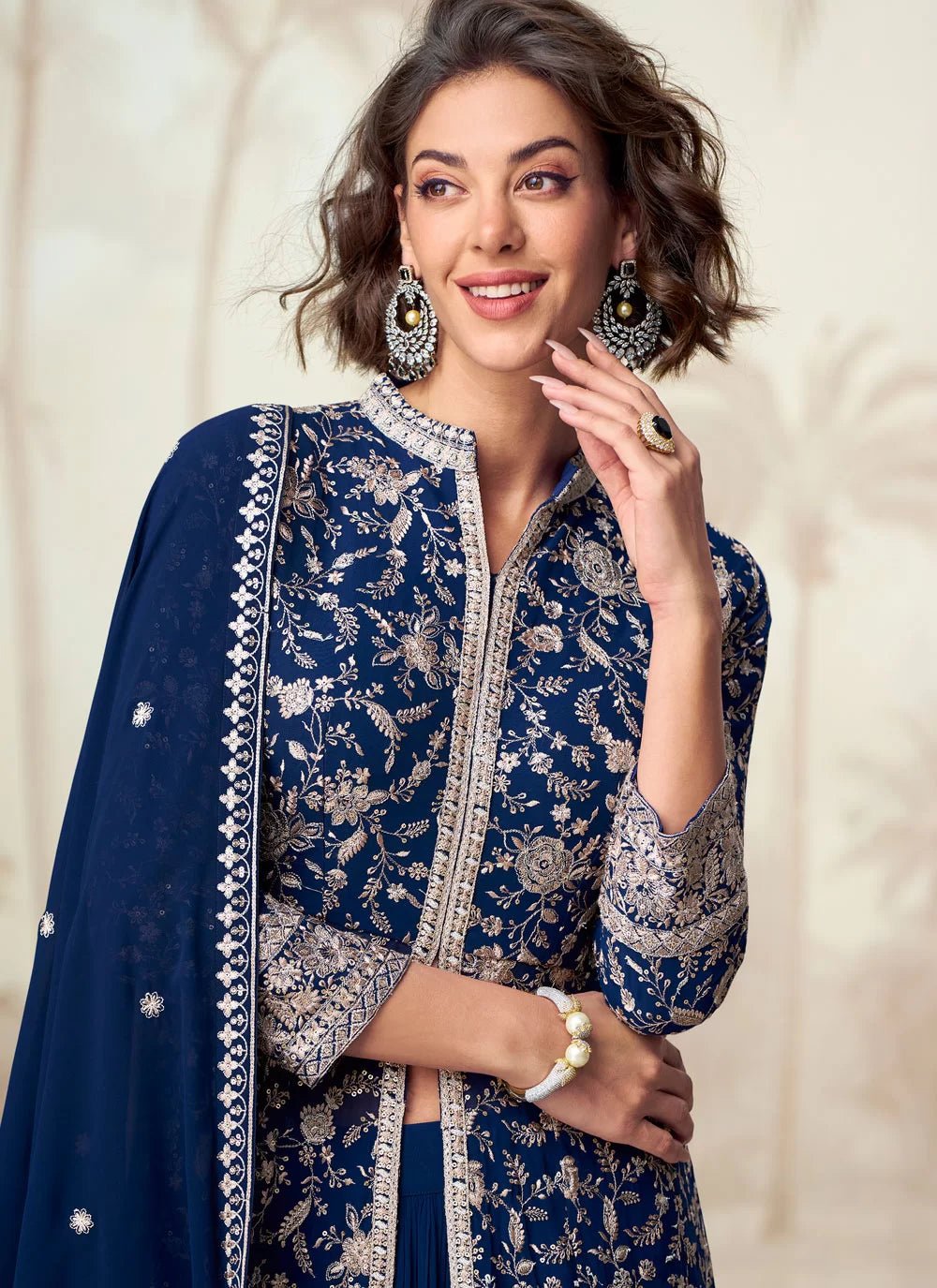 Stunning Blue Floral ASV - Indian Dress House 786