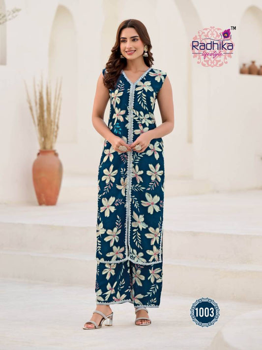 Stunning Blue Floral REV 1003 FVD - Indian Dress House 786