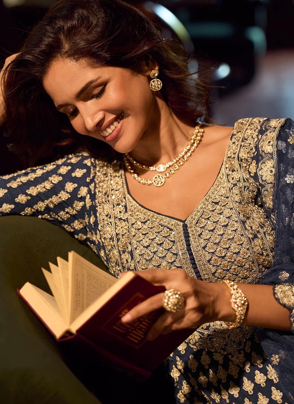 Stunning Blue & Gold SSL - Indian Dress House 786