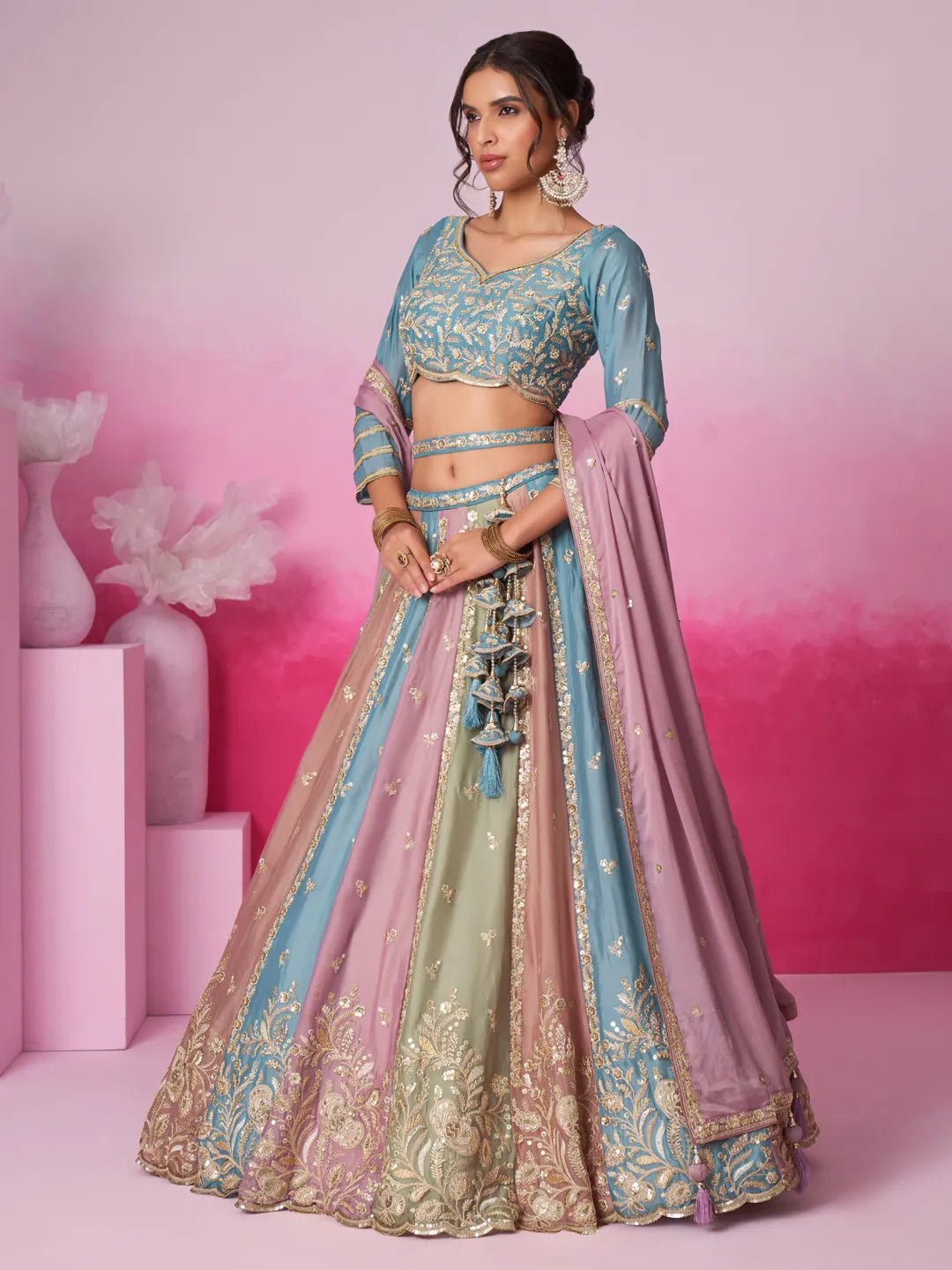 Stunning Blue Multi Color ACL - Indian Dress House 786