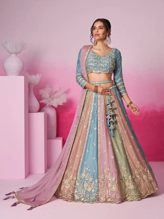 Stunning Blue Multi Color ACL - Indian Dress House 786