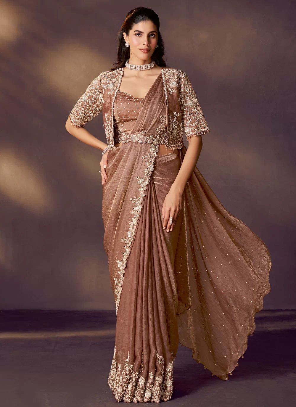Stunning Brown MHC SAREE - Indian Dress House 786