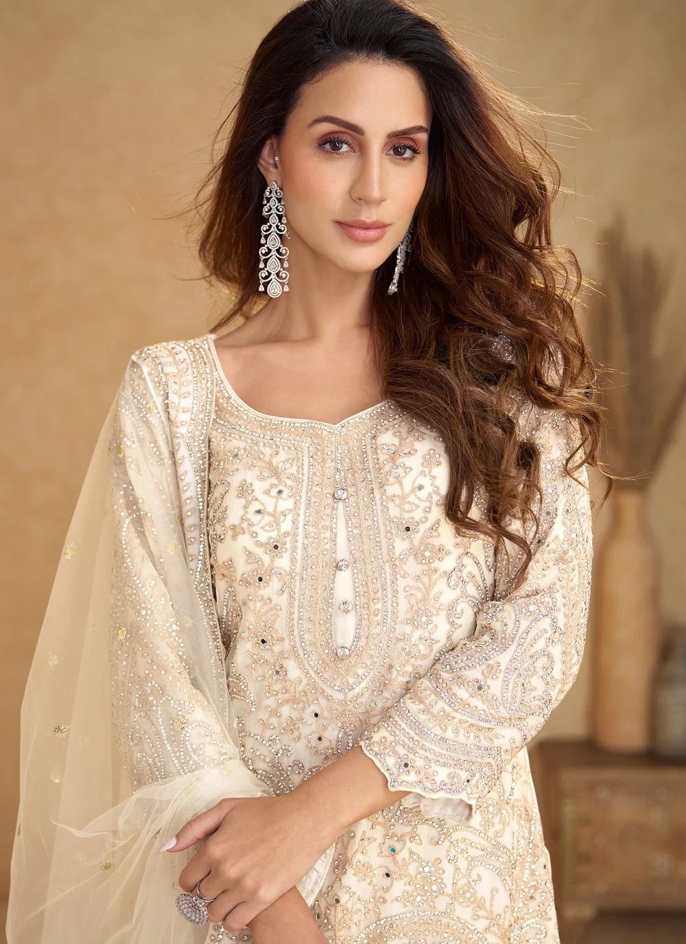 Stunning Cream & Gold GKSH - Indian Dress House 786