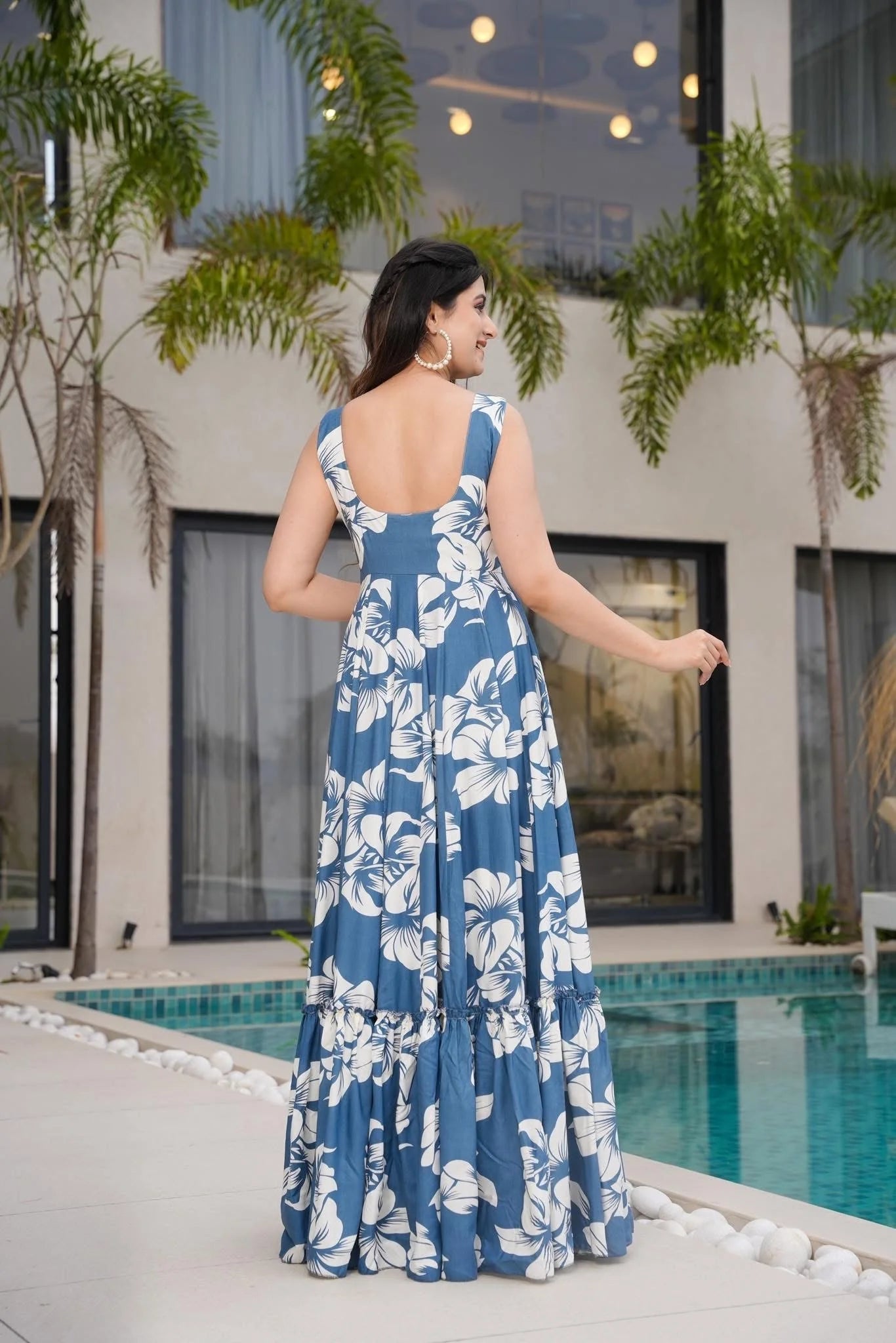 Stunning Floral Blue LC 25004 FVD - Indian Dress House 786