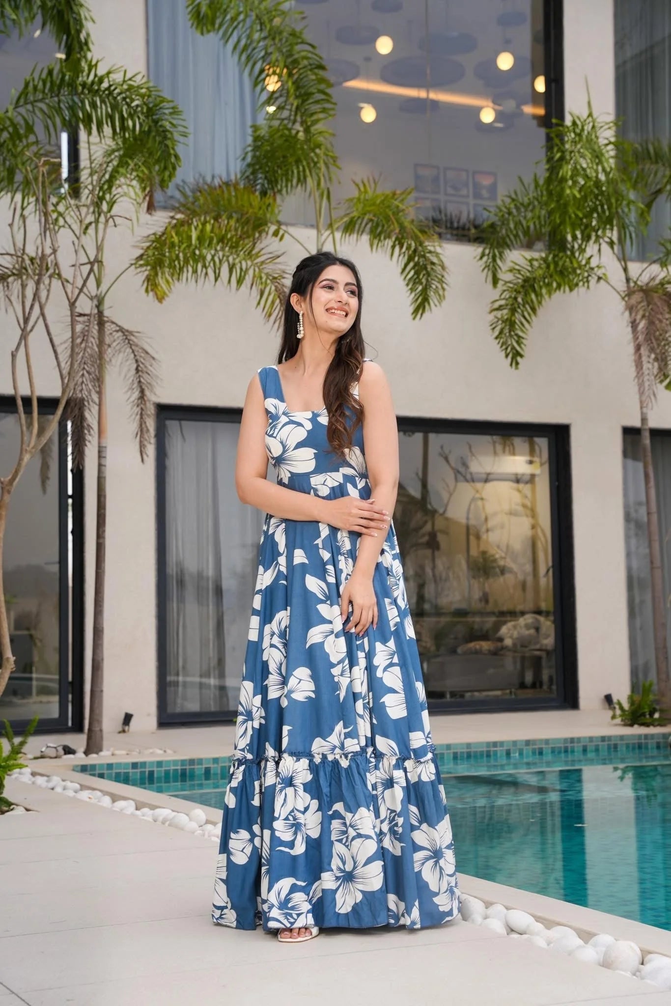 Stunning Floral Blue LC 25004 FVD - Indian Dress House 786