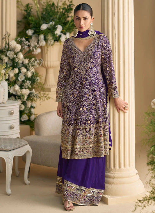 Stunning Floral Purple SMSH - Indian Dress House 786
