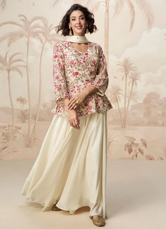 Stunning Floral White AMJ - Indian Dress House 786