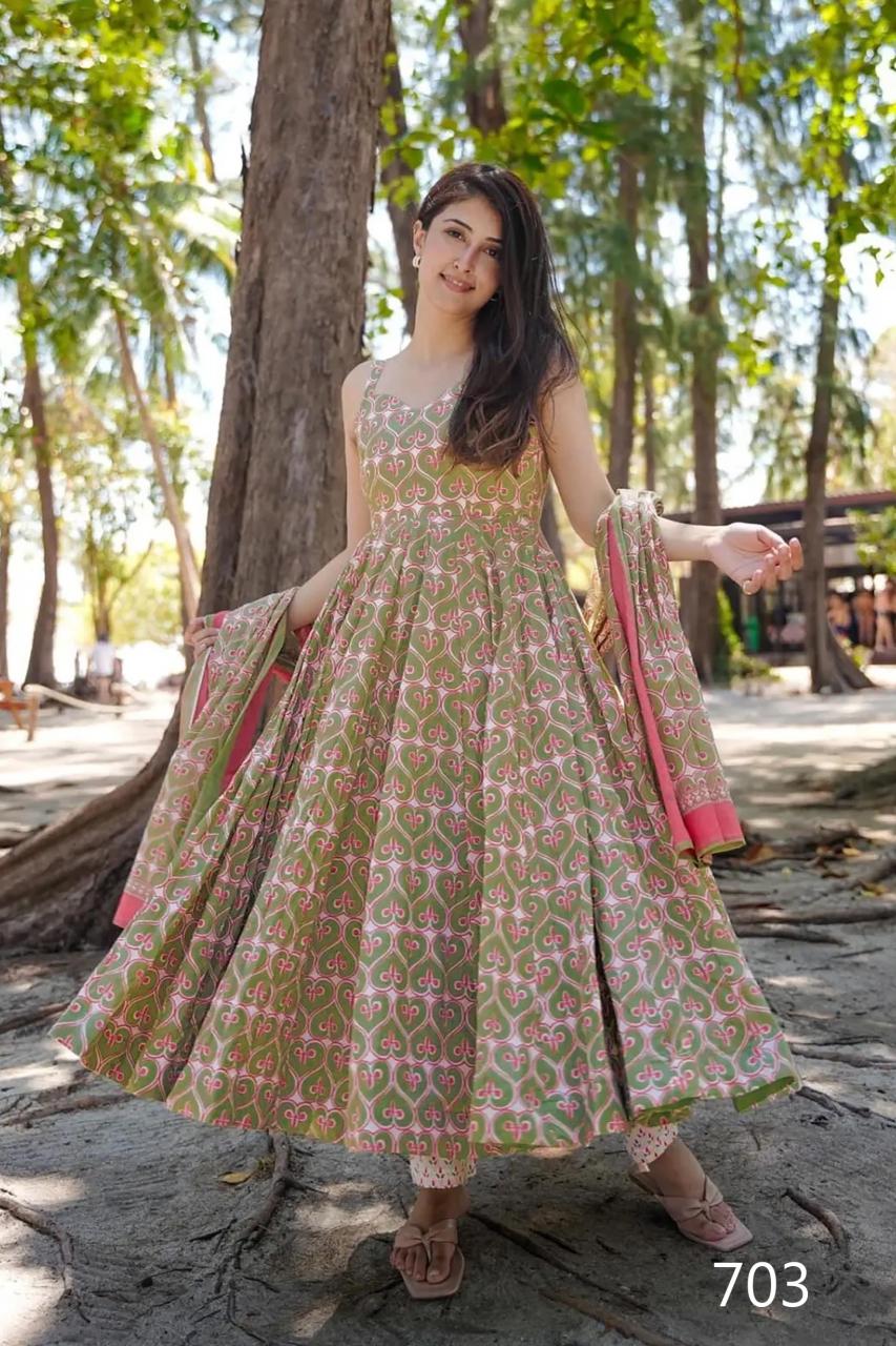 Stunning Green & Pink Heart LC 703 FVD - Indian Dress House 786