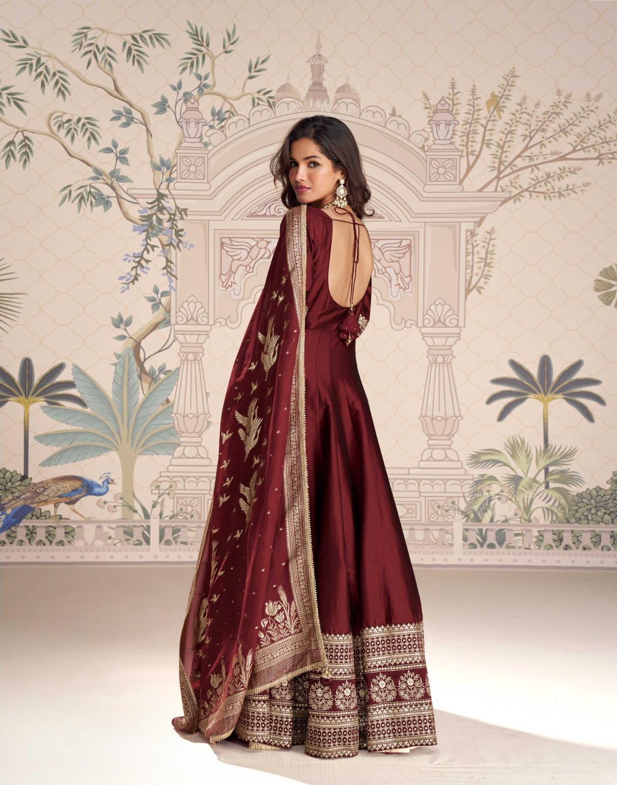 Stunning Maroon SYRO - Indian Dress House 786