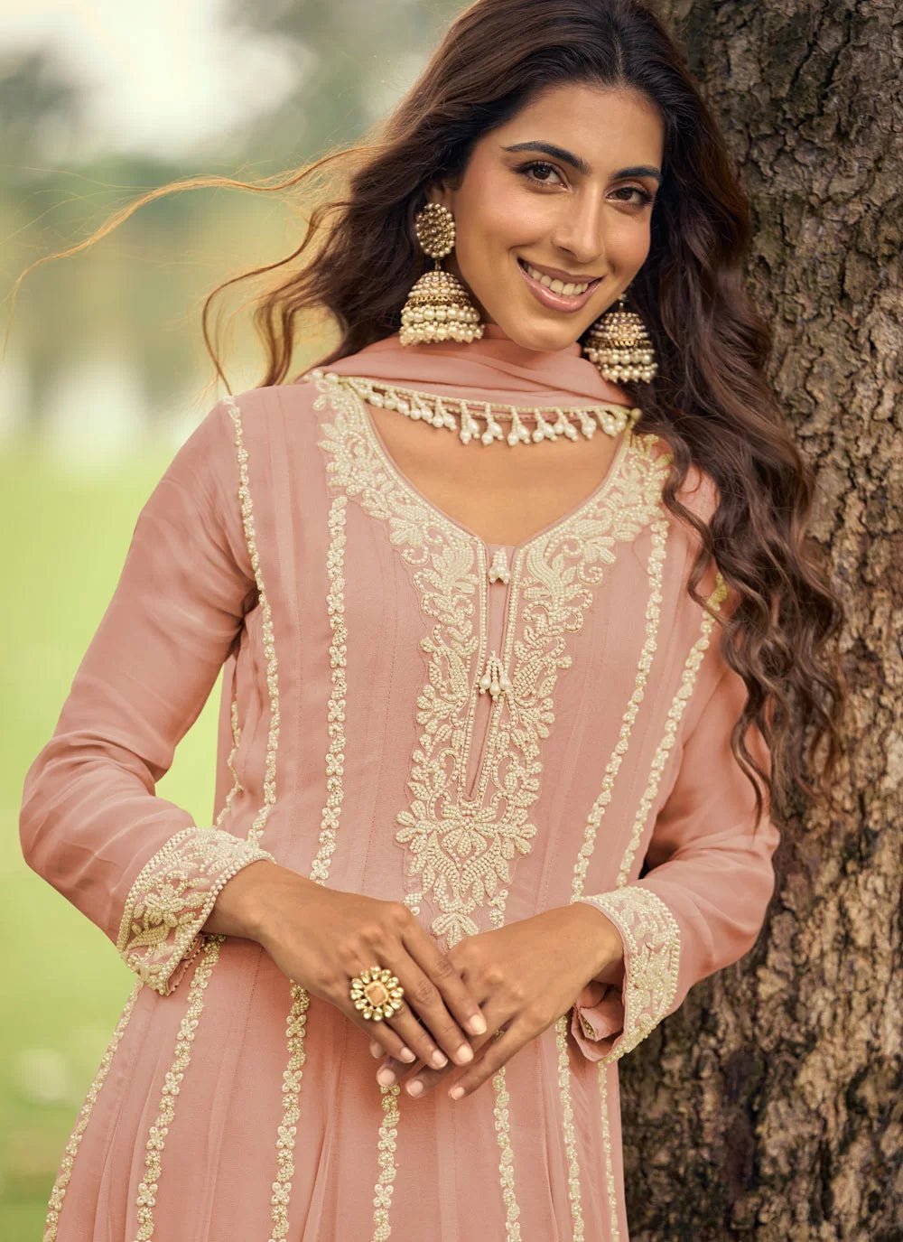 Stunning Peachy Pink SYIA - Indian Dress House 786