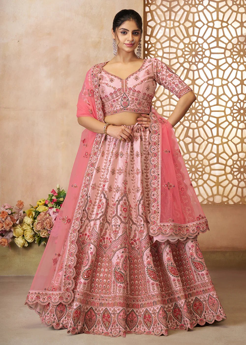 Stunning Pink Floral KFBL - Indian Dress House 786