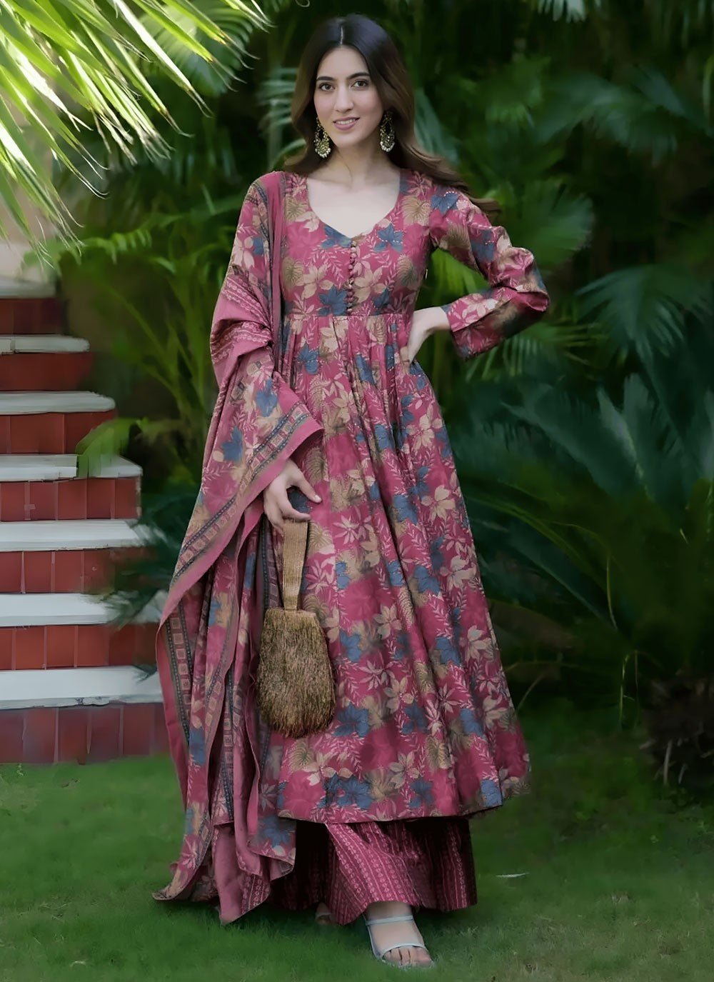 Stunning Pink Floral LC VYM 1001 FVD - Indian Dress House 786