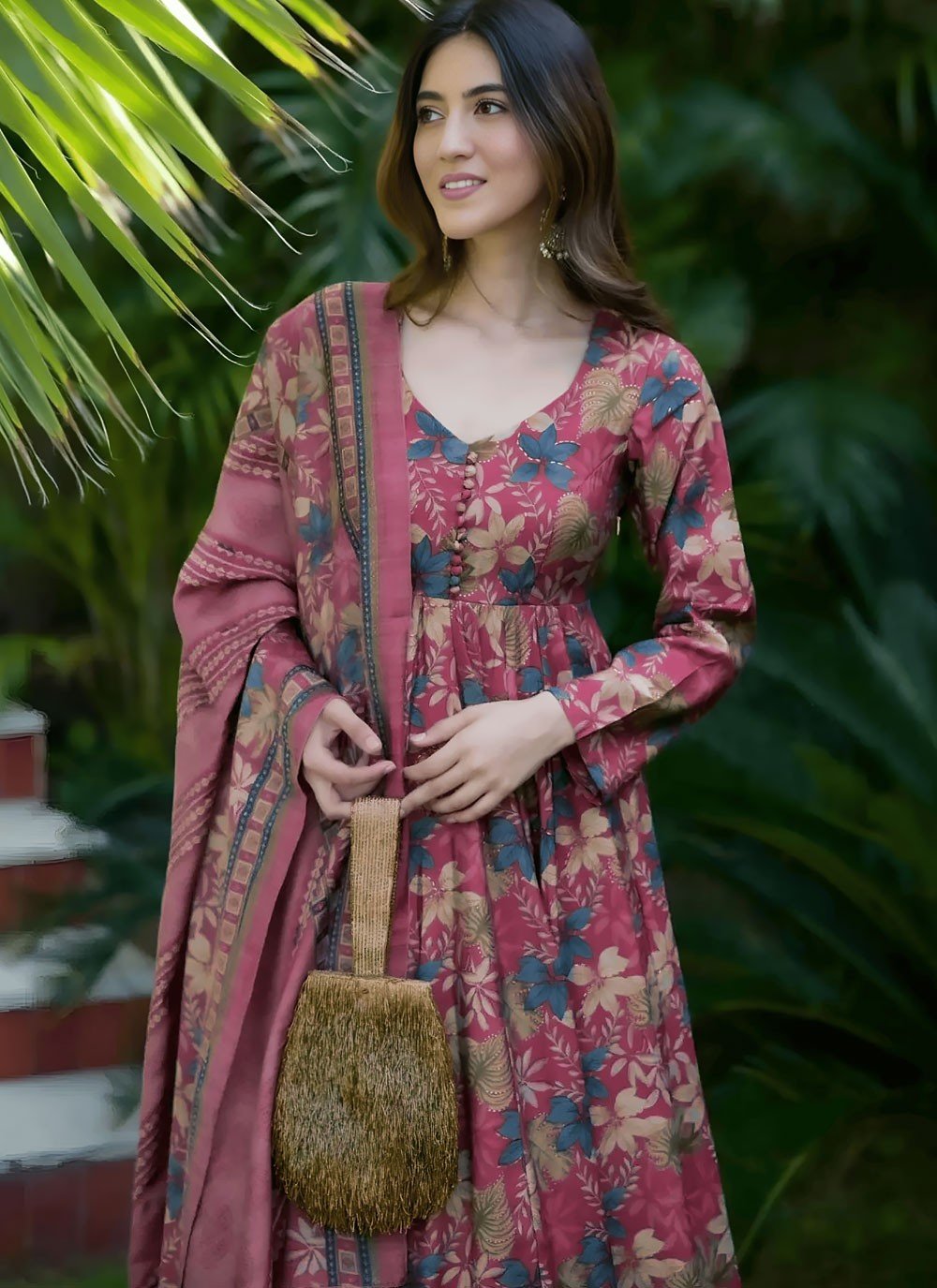 Stunning Pink Floral LC VYM 1001 FVD - Indian Dress House 786