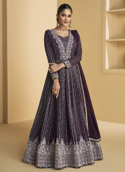 Stunning Purple Floral AST - Indian Dress House 786