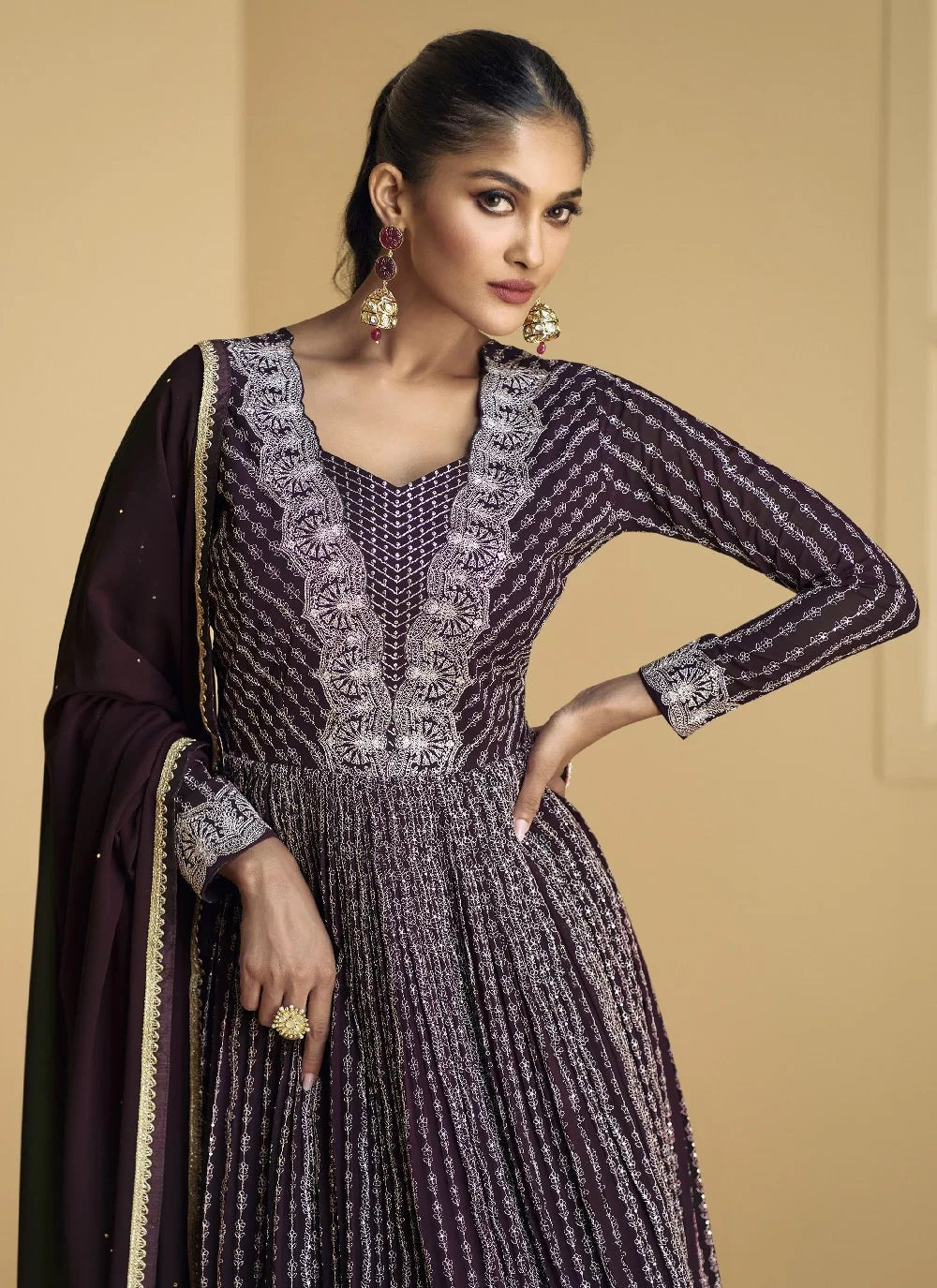 Stunning Purple Floral AST - Indian Dress House 786