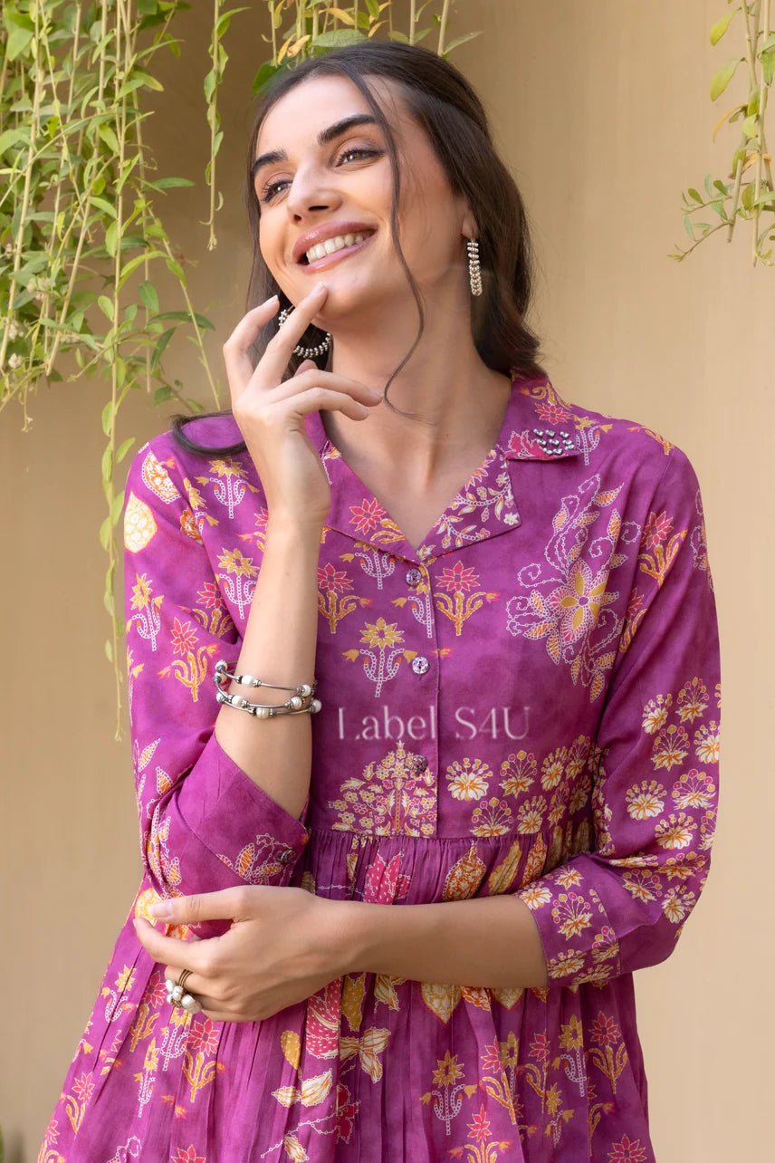 Stunning Purple Floral S4UP FVD - Indian Dress House 786