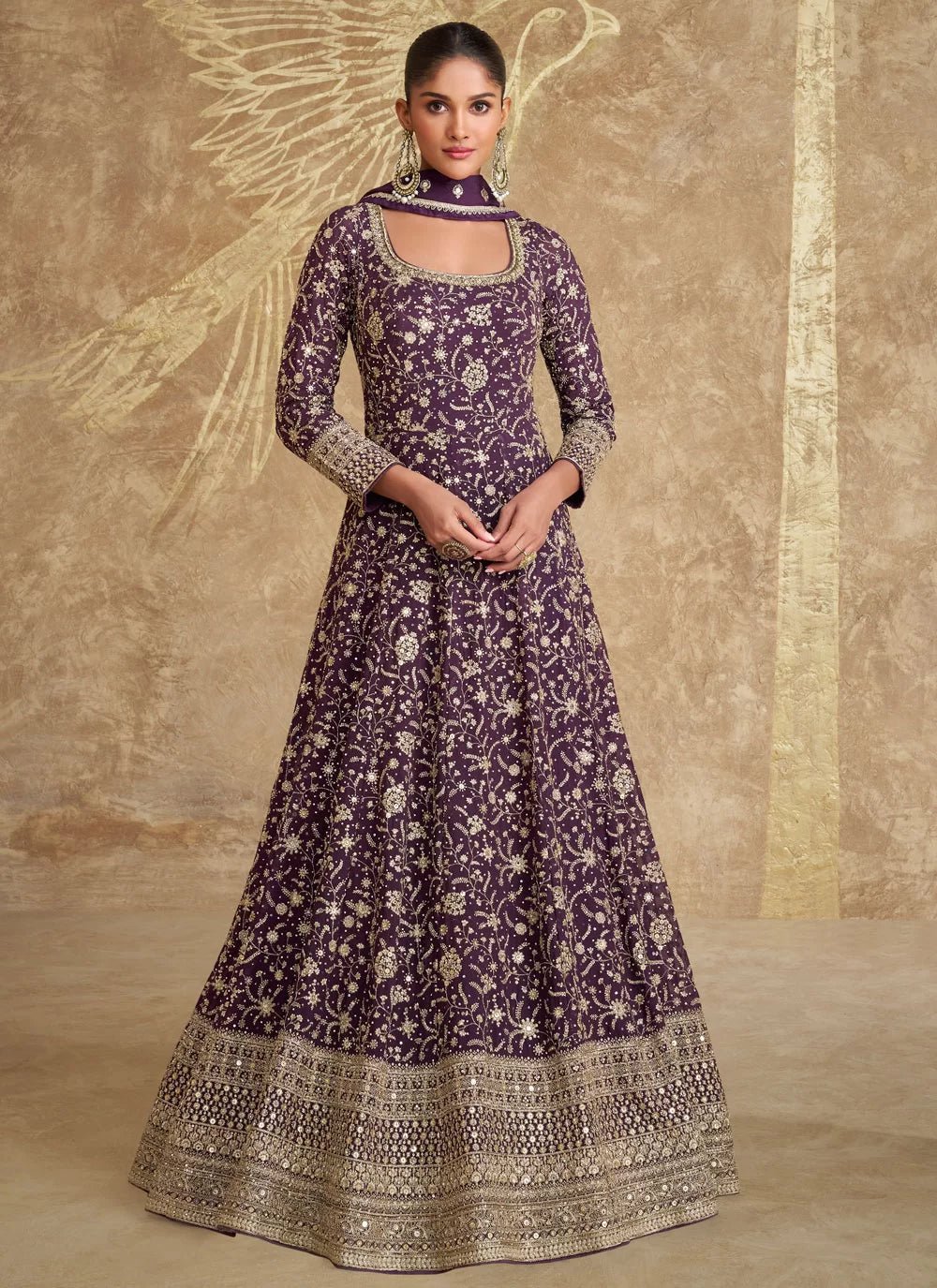 Stunning Purple Floral SYRG - Indian Dress House 786