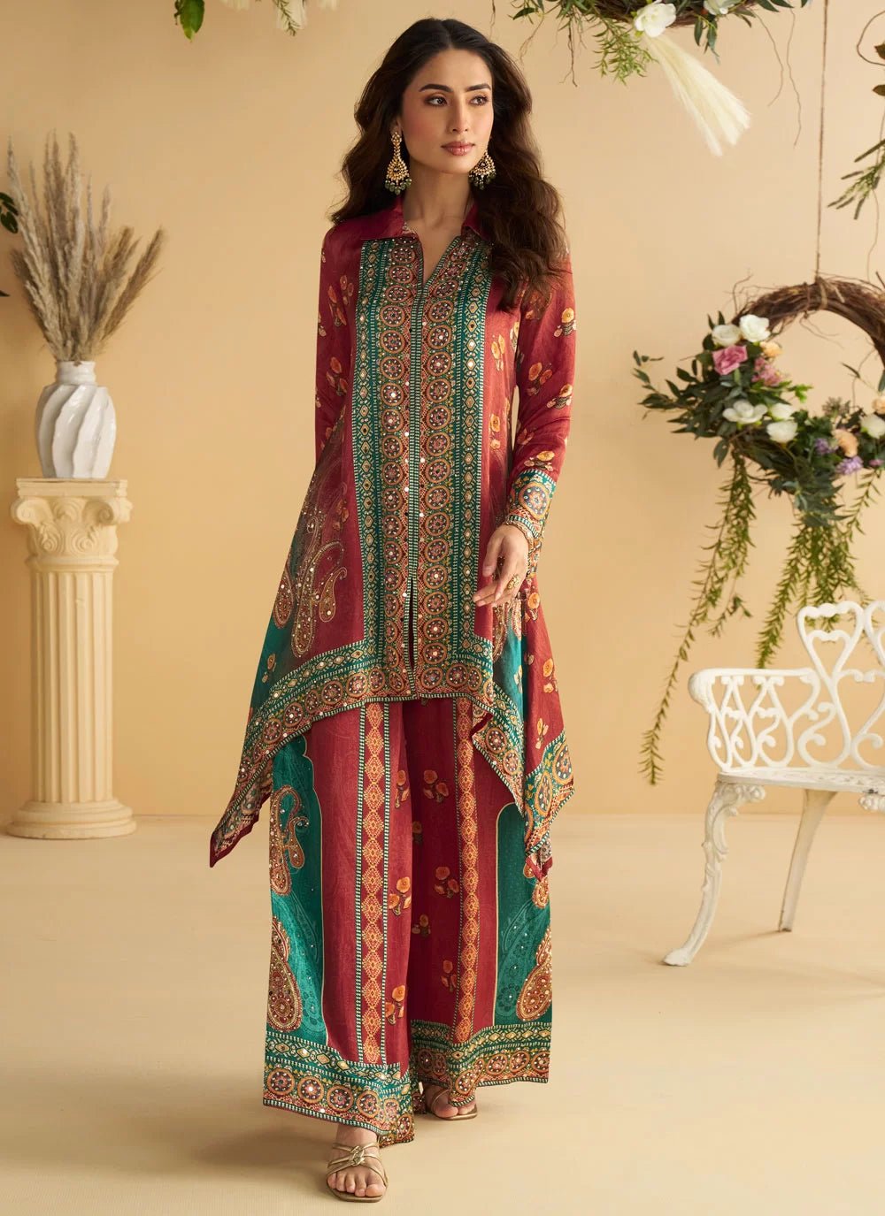 Stunning Red & Blue SYARP - Indian Dress House 786