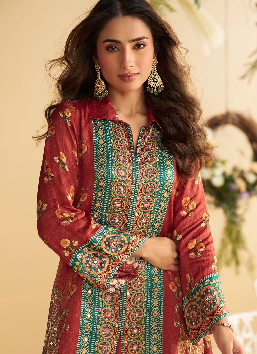 Stunning Red & Blue SYARP - Indian Dress House 786
