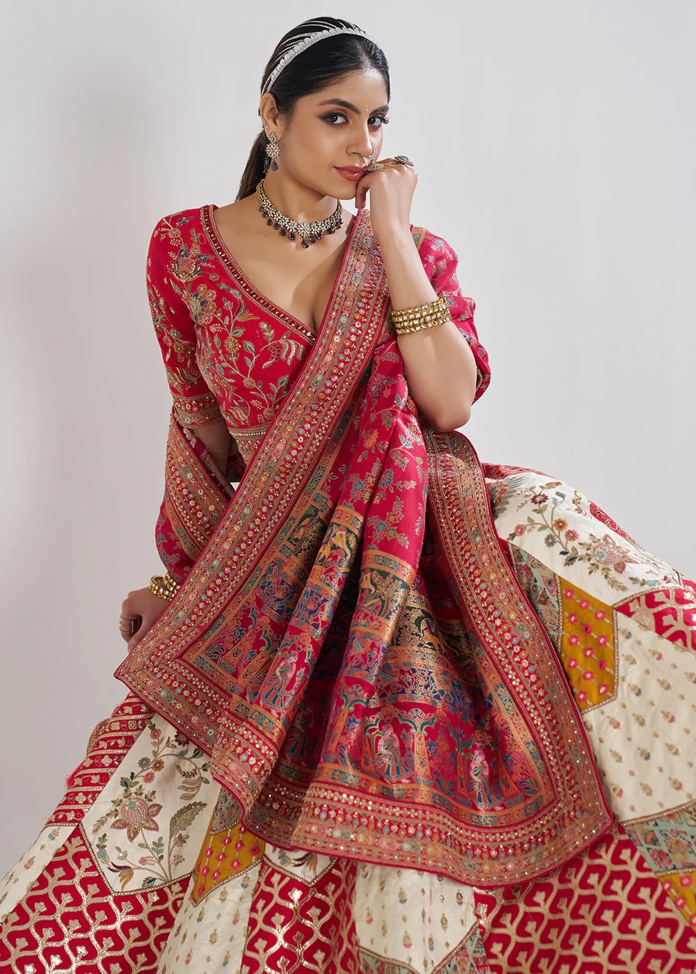 Stunning Red Multi Color KFBL - Indian Dress House 786
