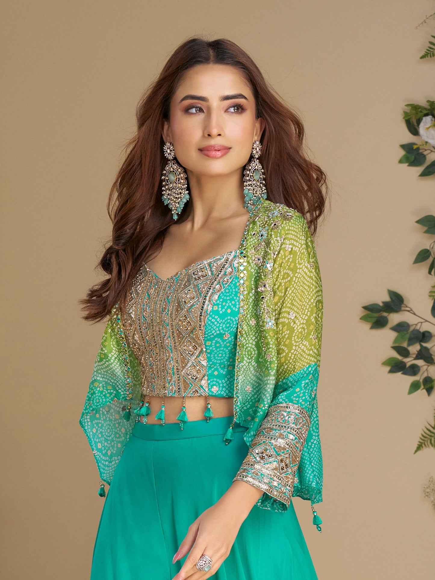 Stunning Sea Blue & Green SYMO - Indian Dress House 786