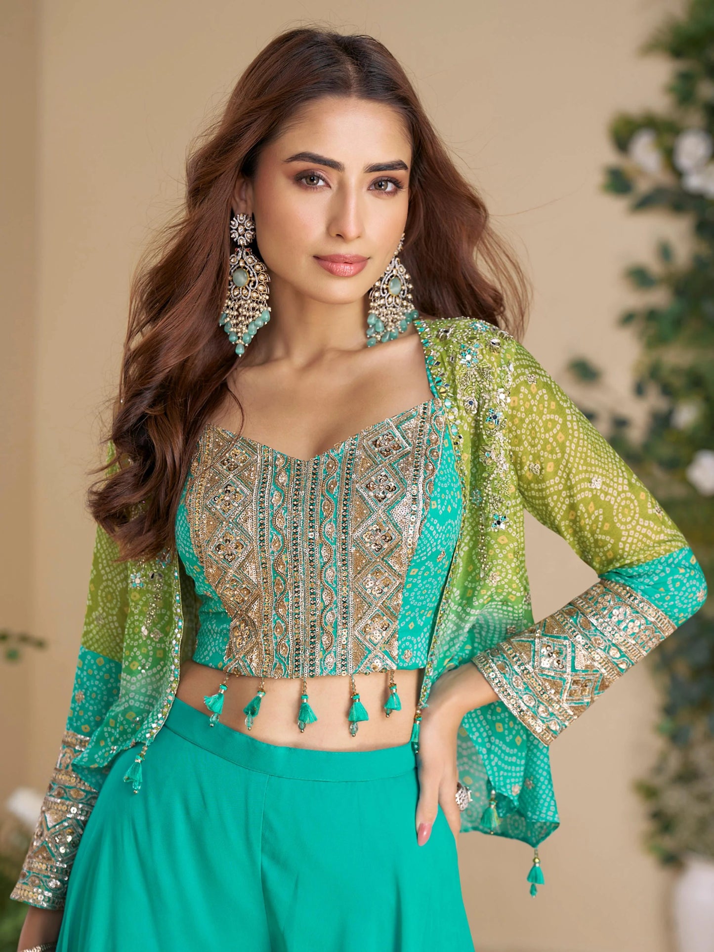 Stunning Sea Blue & Green SYMO - Indian Dress House 786