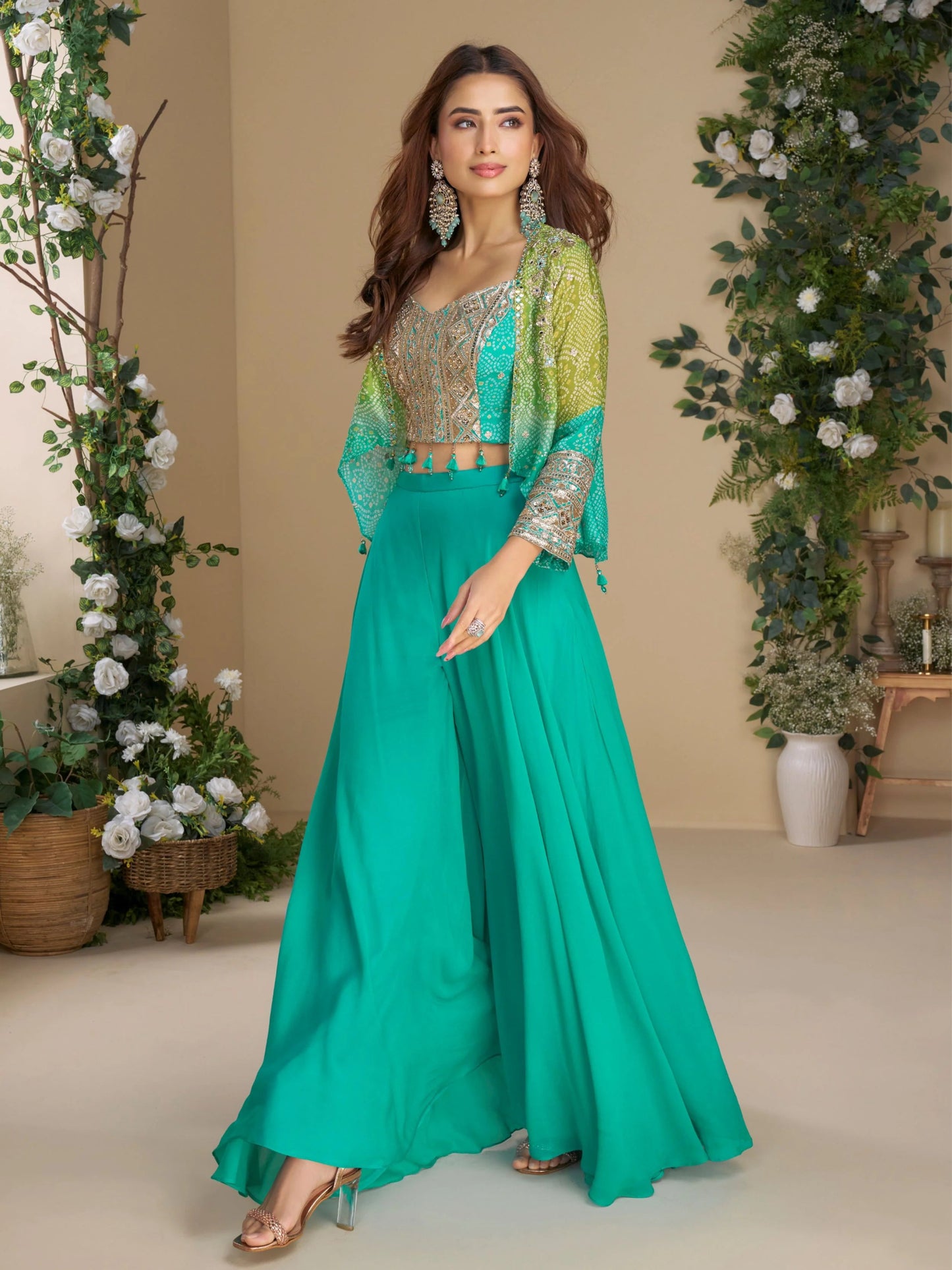 Stunning Sea Blue & Green SYMO - Indian Dress House 786