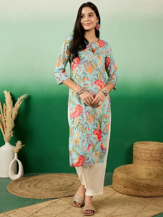 Stunning Sea Blue Light Floral PSY 6008 FVD - Indian Dress House 786