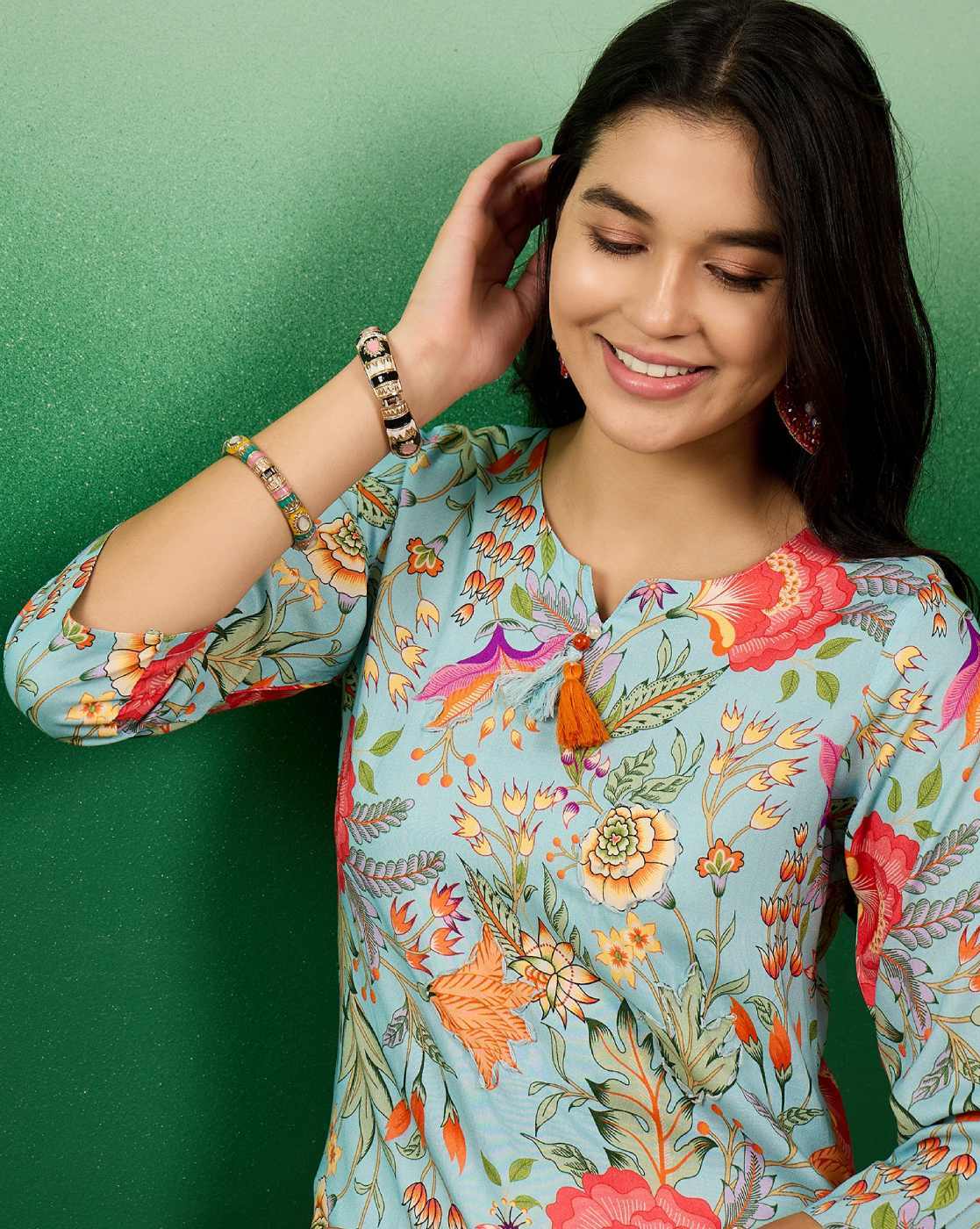 Stunning Sea Blue Light Floral PSY 6008 FVD - Indian Dress House 786