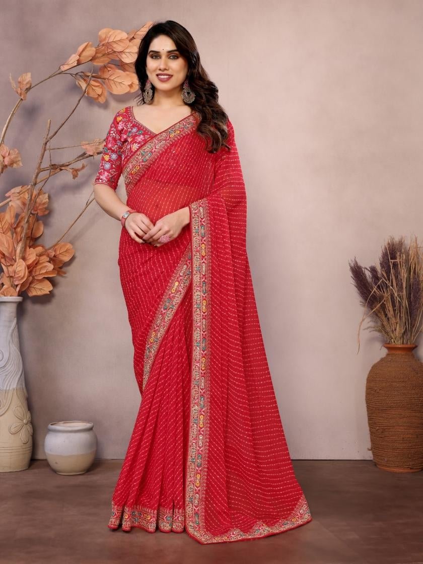 Stunning Striped Sakhi Saree - Indian Dress House 786