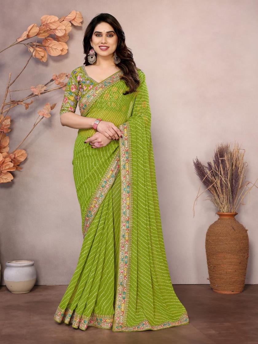 Stunning Striped Sakhi Saree - Indian Dress House 786