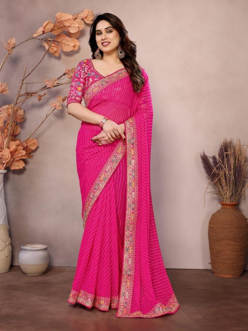 Stunning Striped Sakhi Saree - Indian Dress House 786
