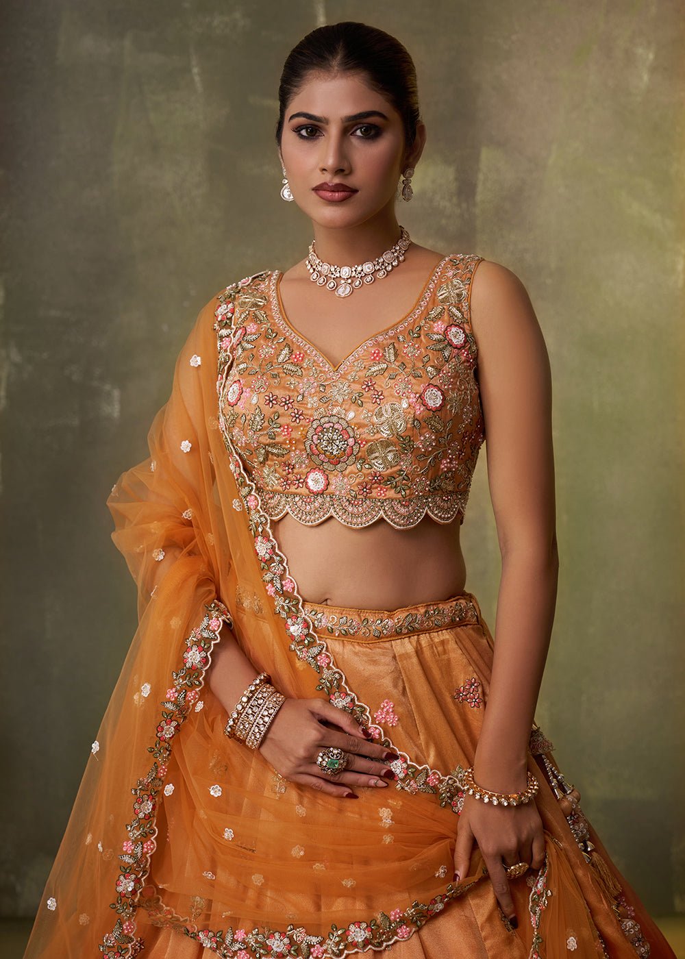 Stunning Two Tone Orange ACLS - Indian Dress House 786