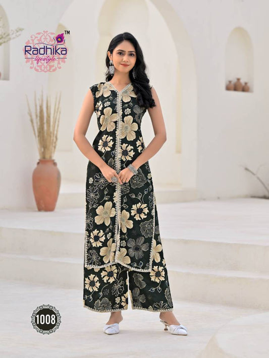 Stylish Black Floral REV 1008 FVD - Indian Dress House 786