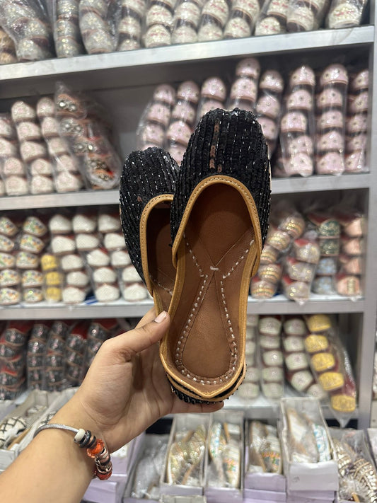 Stylish Black Sequined Jutti - Indian Dress House 786