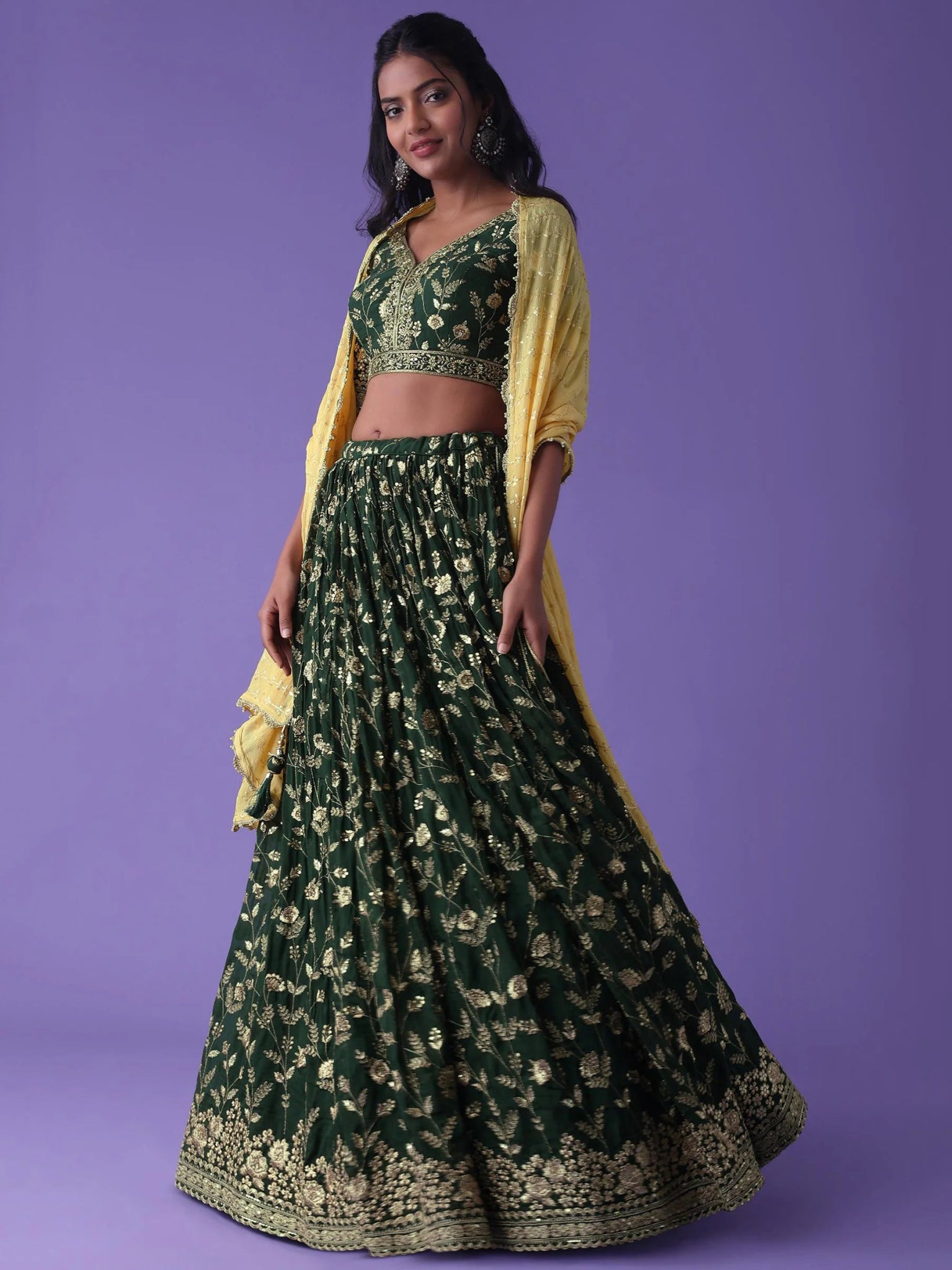 Stylish Floral Green ZLC - Indian Dress House 786
