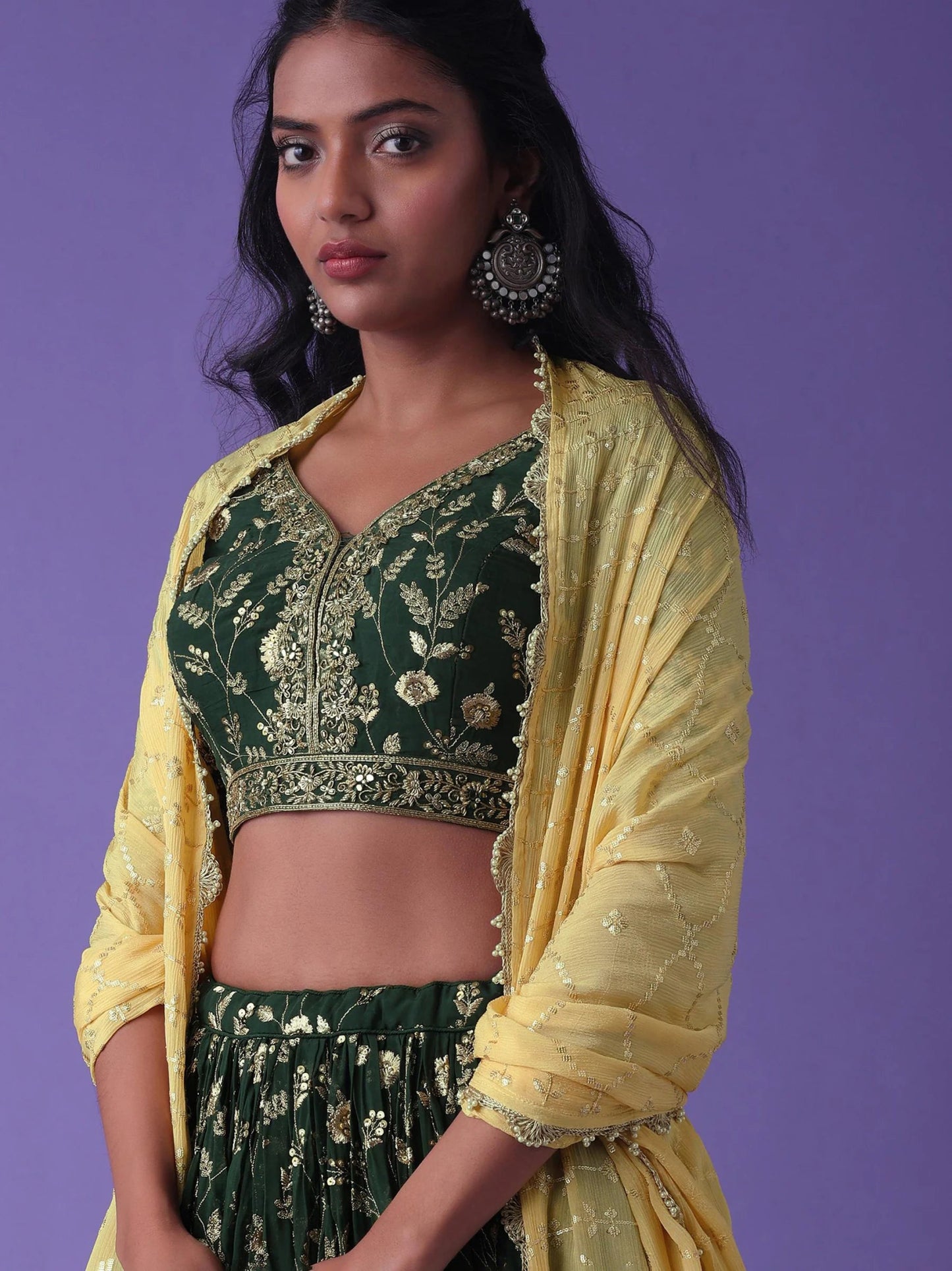 Stylish Floral Green ZLC - Indian Dress House 786