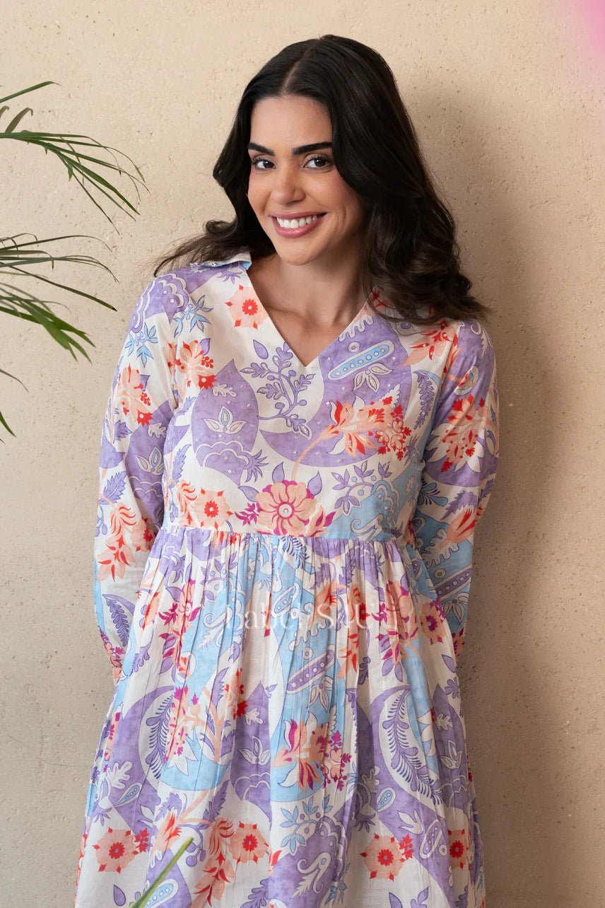 Stylish Floral MC Lilac WD02 FVD - Indian Dress House 786