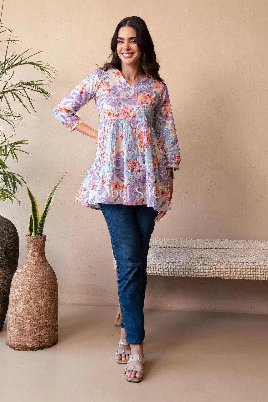 Stylish Floral MC Lilac WD02 FVD - Indian Dress House 786