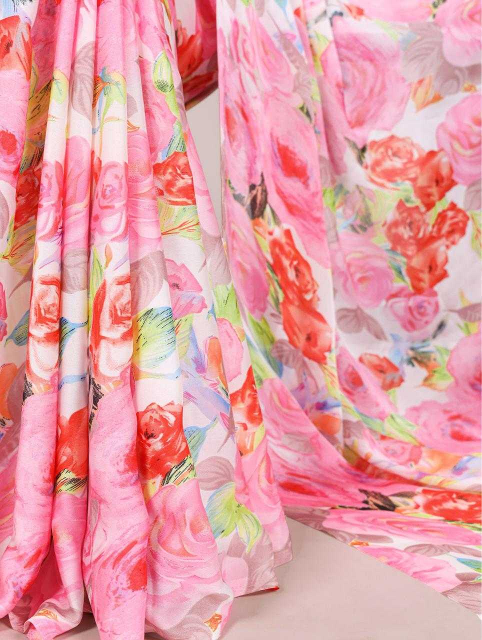 Stylish Floral Pink YNF Saree - Indian Dress House 786