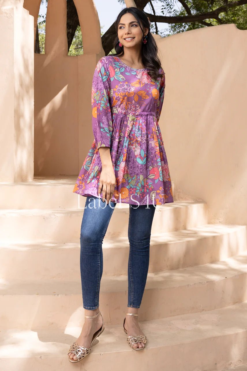Stylish Floral Purple S4UWP KT - Indian Dress House 786