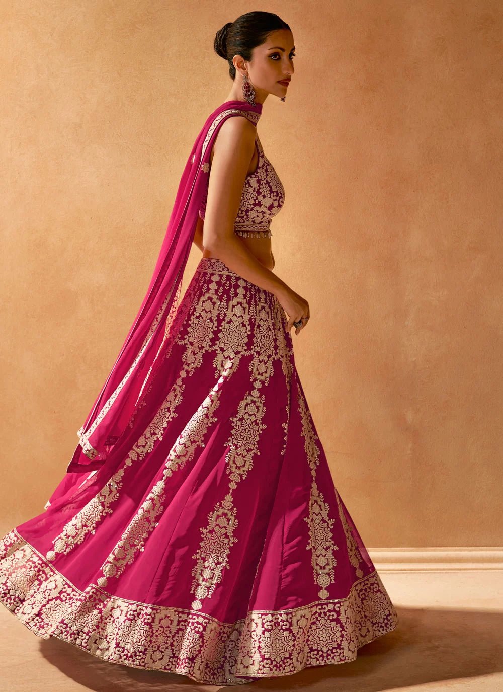 Stylish Floral Rani Pink SNZL - Indian Dress House 786