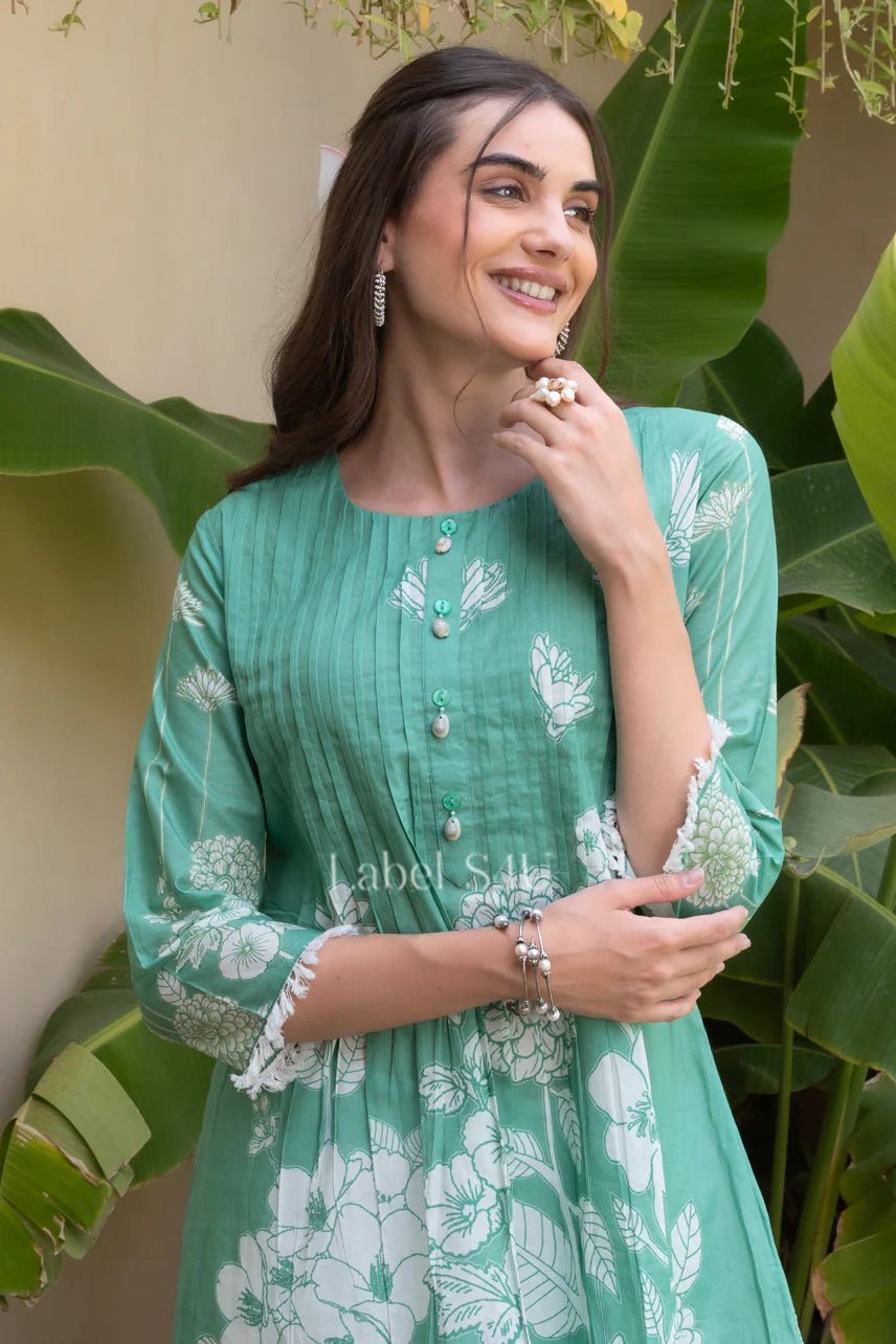 Stylish Mint Floral S4UP FVD - Indian Dress House 786