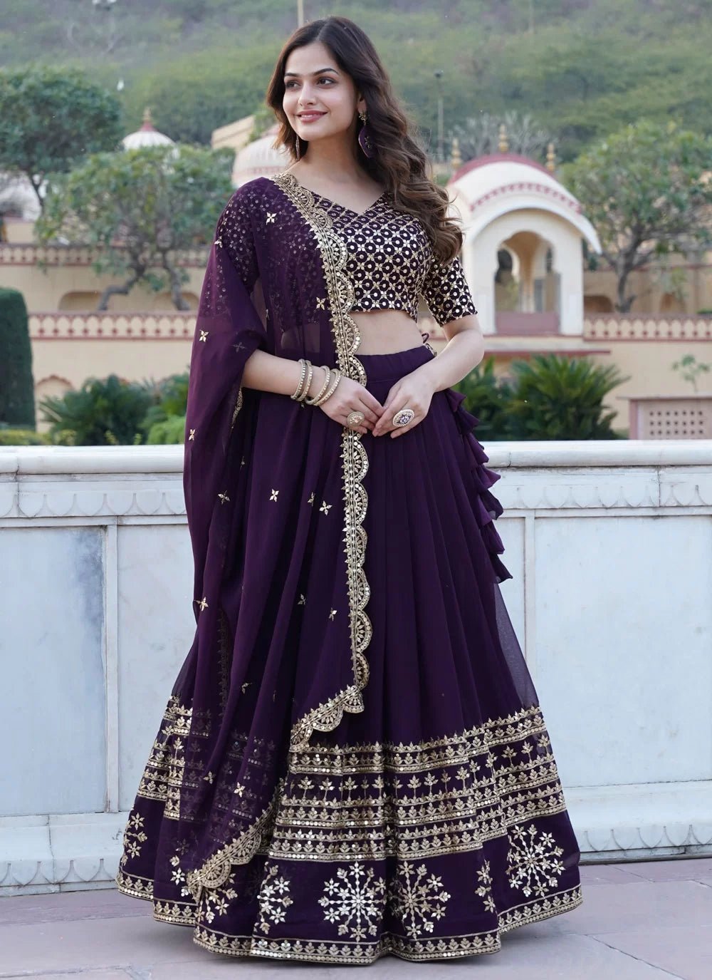 Stylish Purple ANM Lengha - Indian Dress House 786