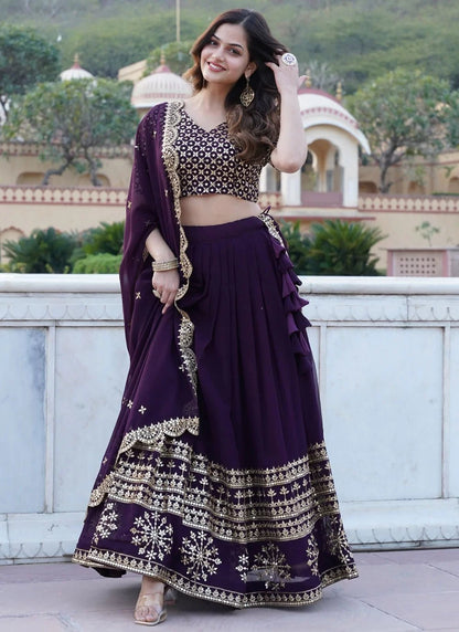 Stylish Purple ANM Lengha - Indian Dress House 786
