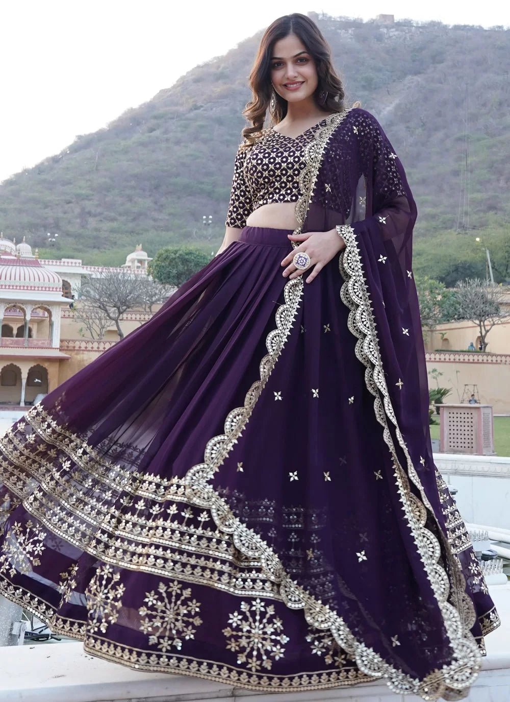 Stylish Purple ANM Lengha - Indian Dress House 786