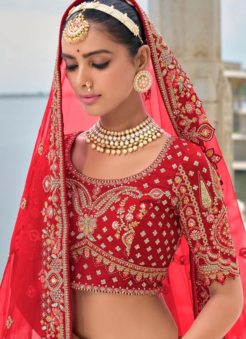 Stylish Red & Multi Color ANARL - Indian Dress House 786